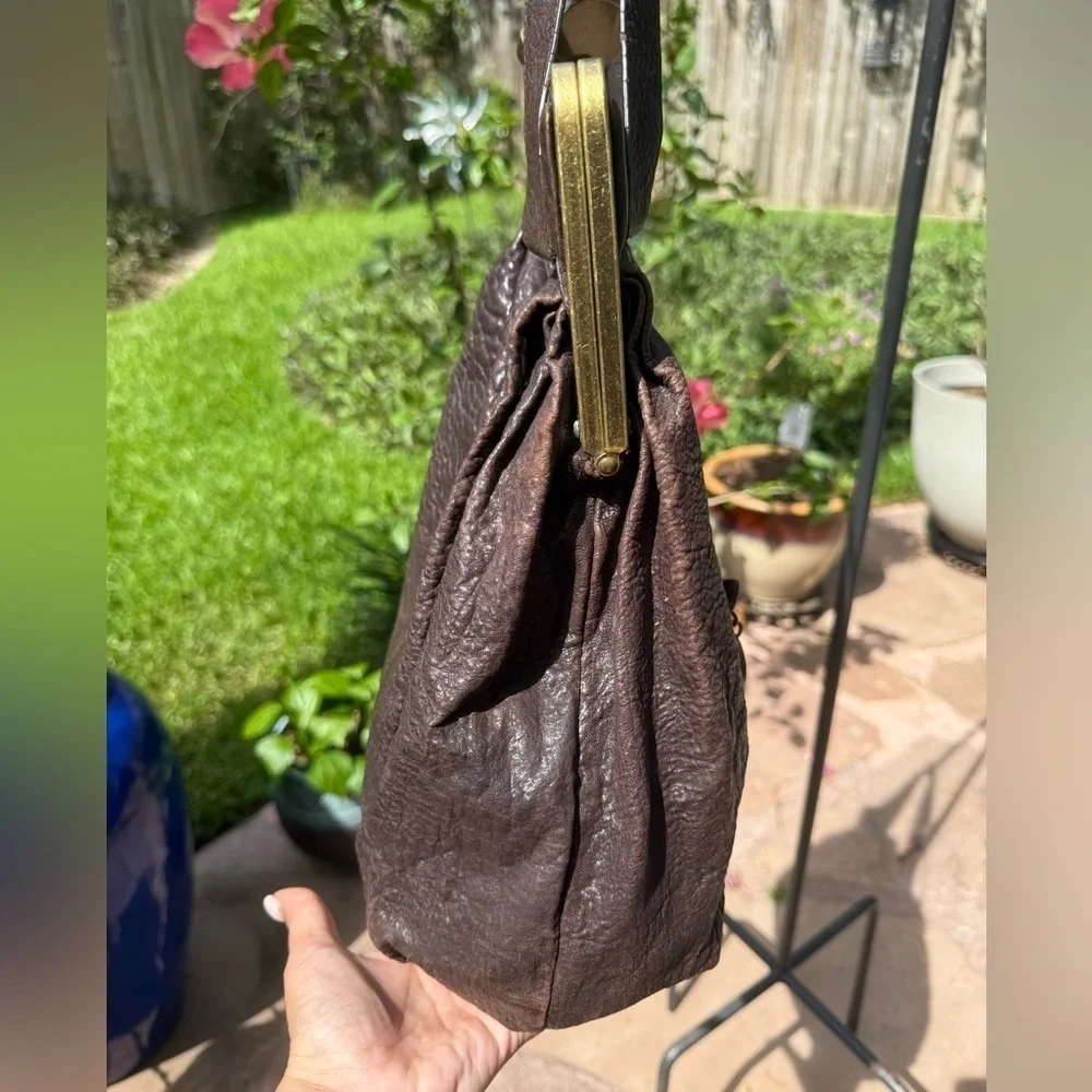 Tracy Reese Kiss Lock Dark Chocolate Leather Satchel